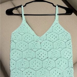 NWT! American Eagle Outfitters AEO Cropped
Crochet Tank Top Light Green Mint NEW